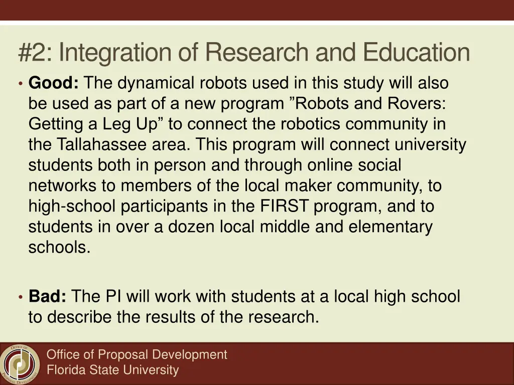 2 integration of research and education good