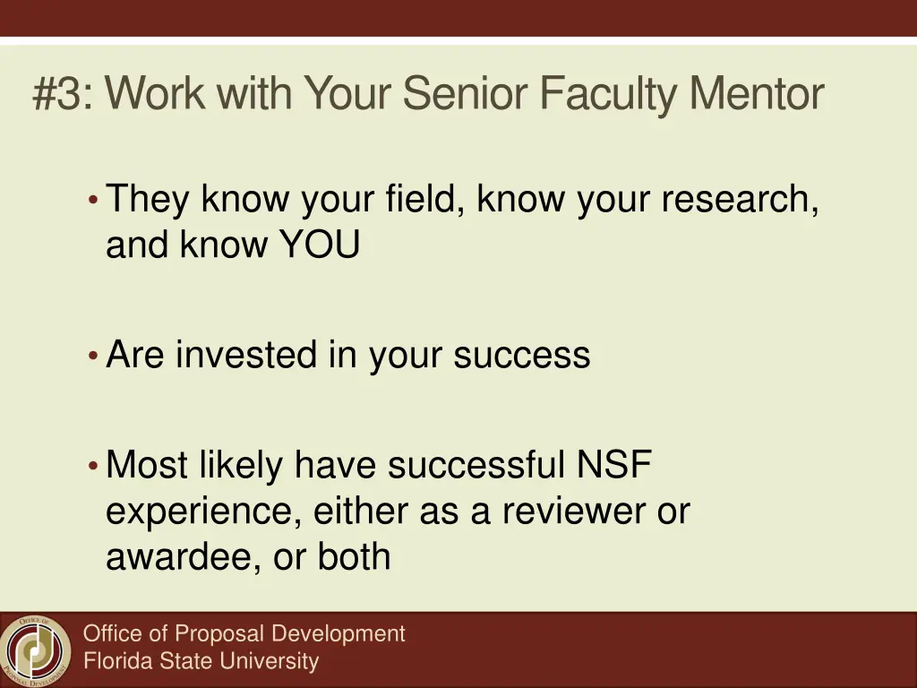 3 work with your senior faculty mentor