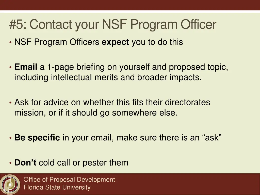 5 contact your nsf program officer