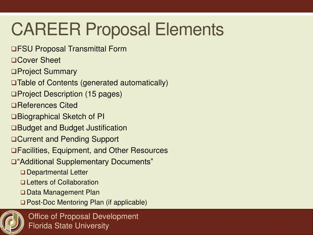 career proposal elements