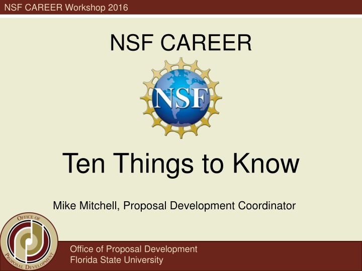 nsf career workshop 2016