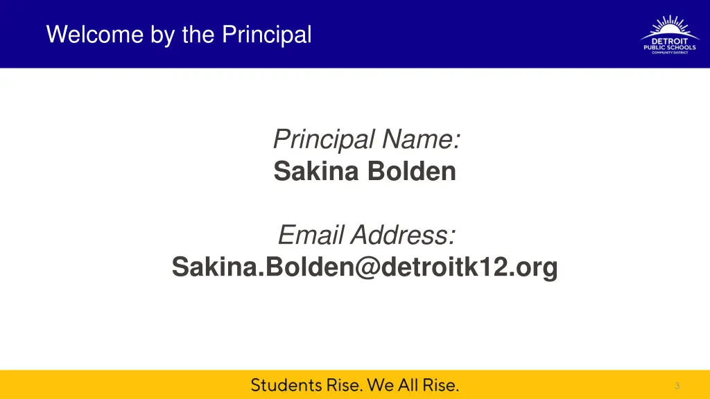 welcome by the principal