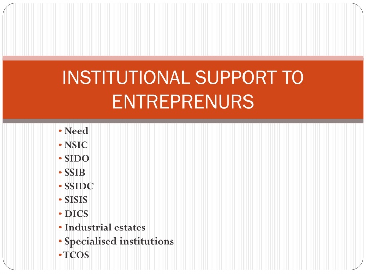 institutional support to entreprenurs