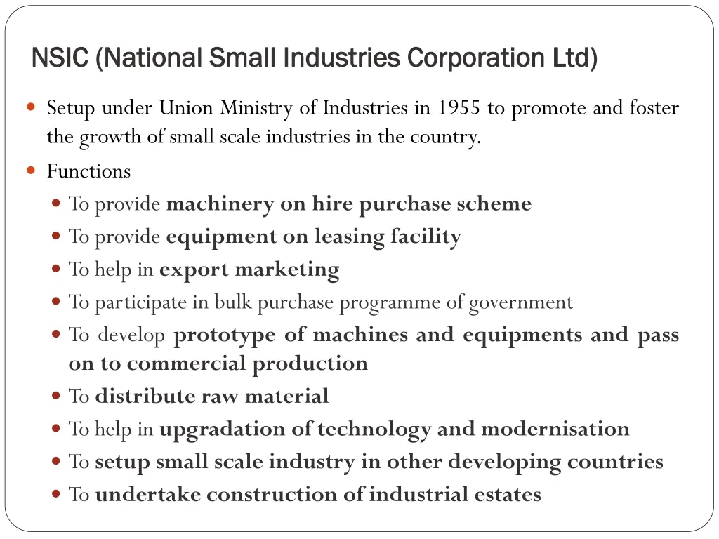 nsic national small industries corporation