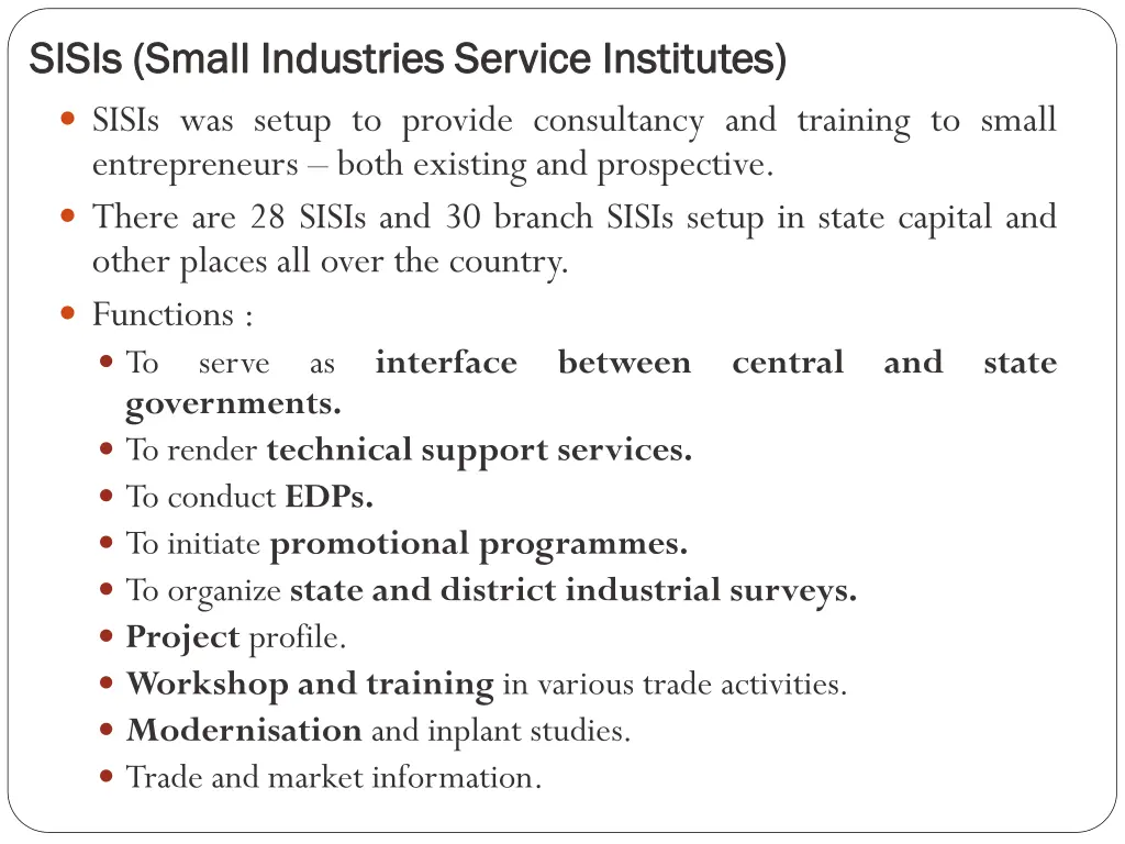 sisis small industries service institutes sisis