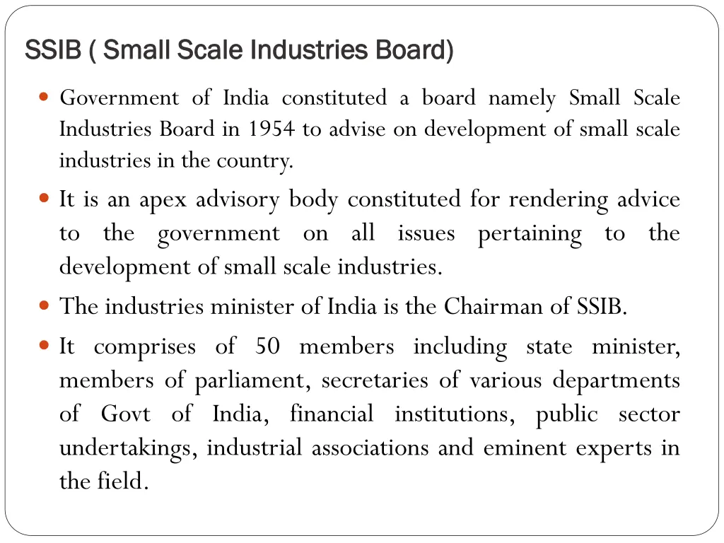 ssib small scale industries board ssib small