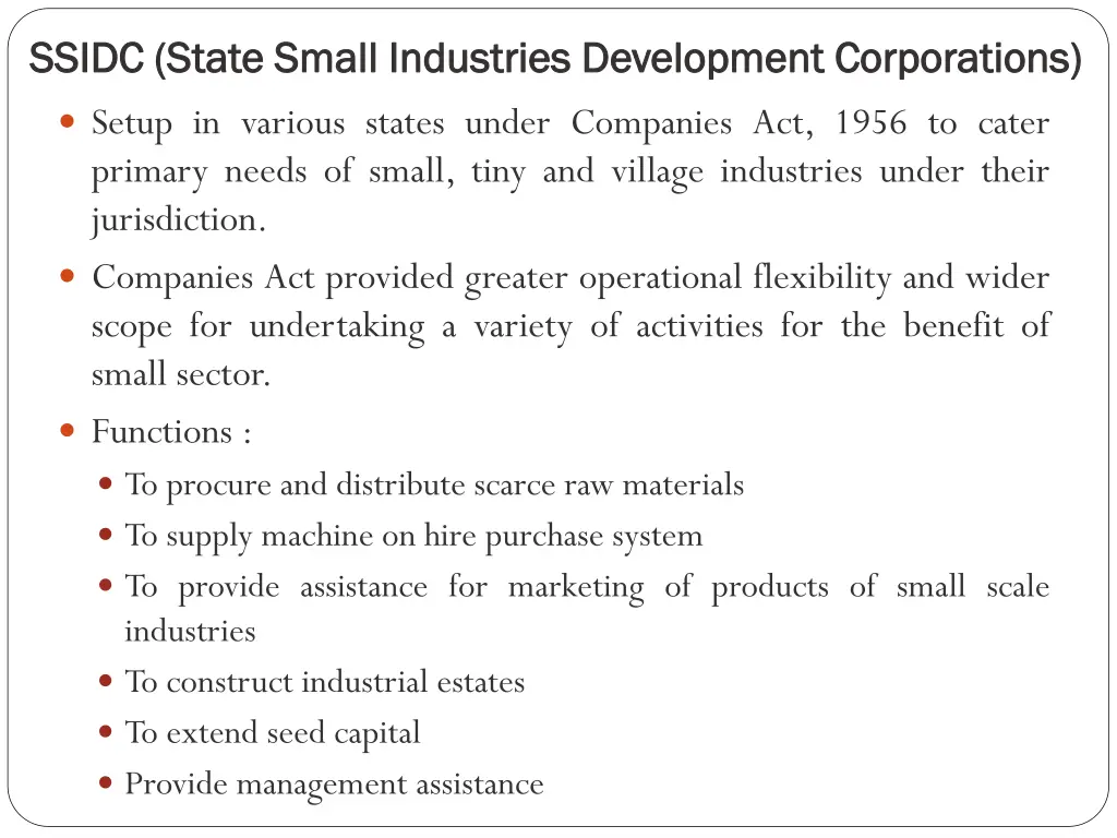 ssidc state small industries development