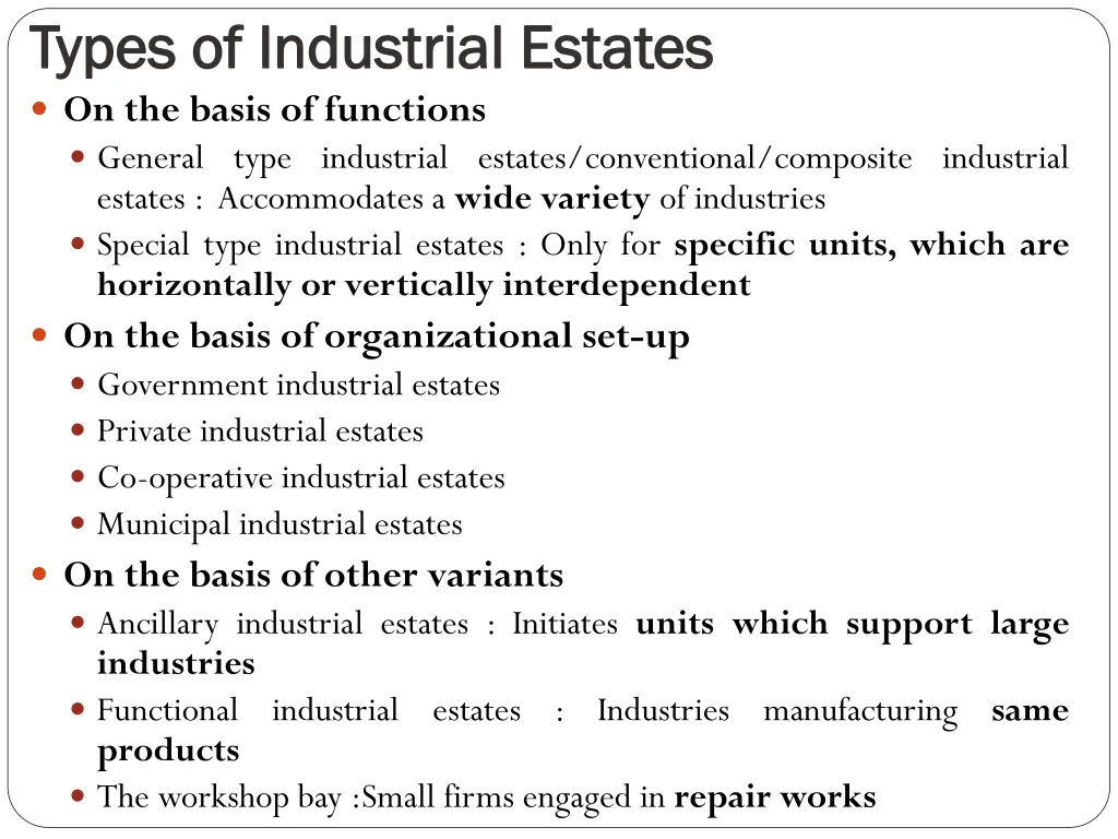 types of industrial estates types of industrial