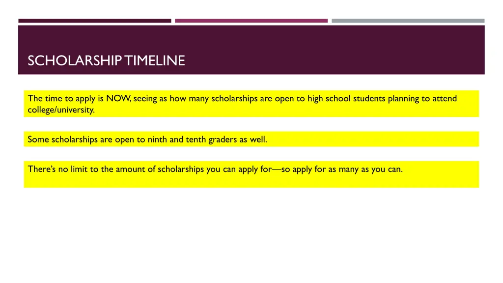 scholarship timeline