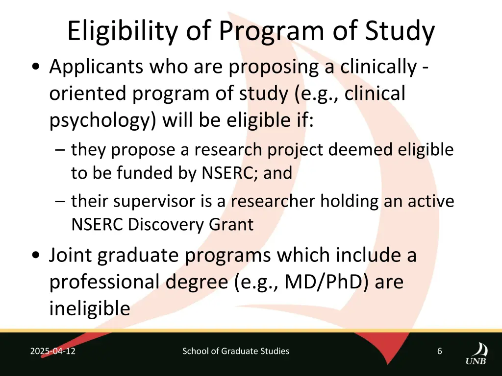 eligibility of program of study applicants