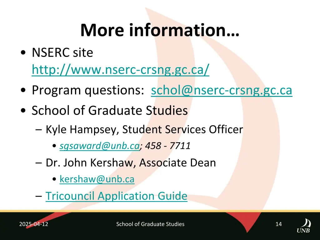 more information nserc site http www nserc crsng