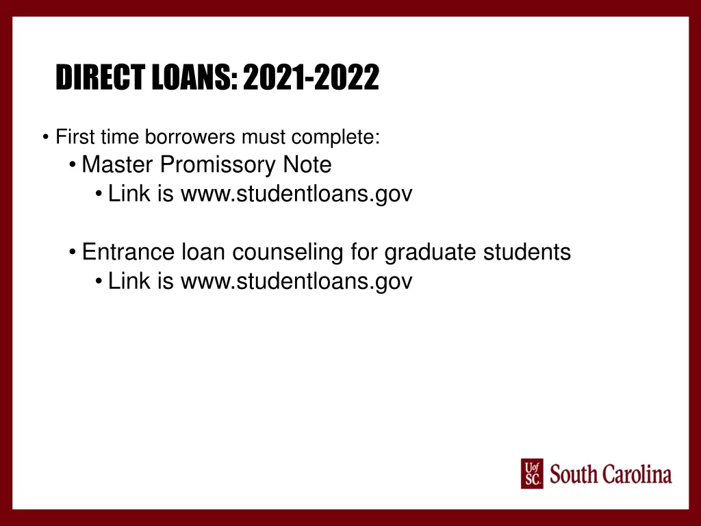 direct loans 2021 2022