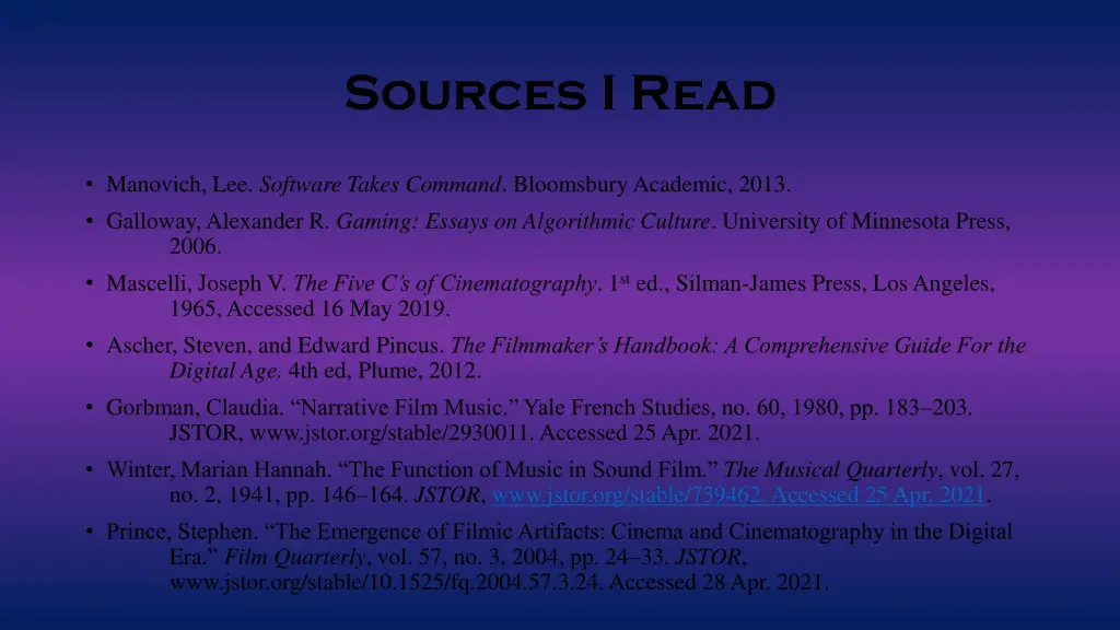 sources i read