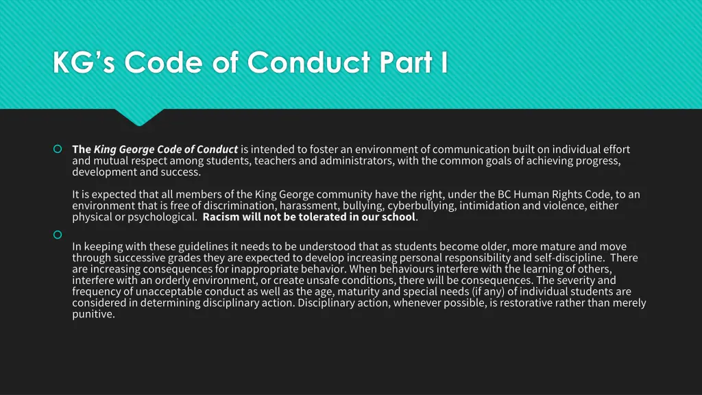 kg s code of conduct part i