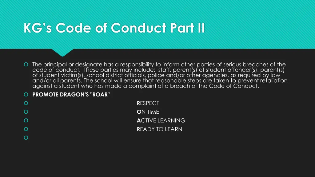 kg s code of conduct part ii