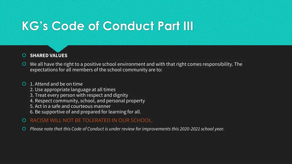 kg s code of conduct part iii