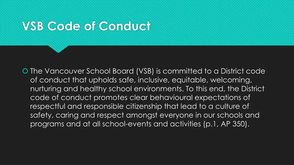 vsb code of conduct