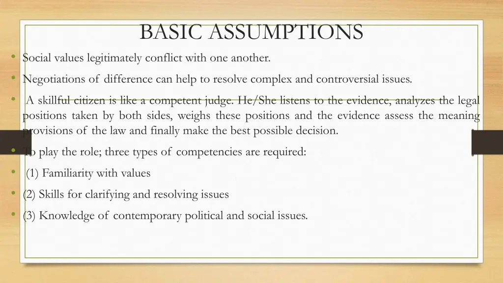 basic assumptions