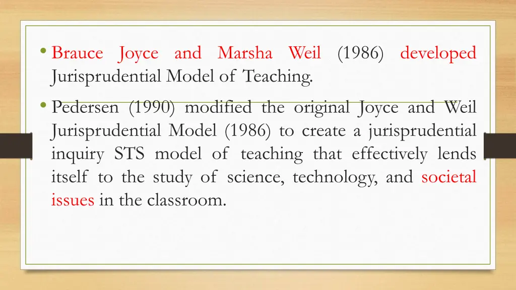 brauce joyce and marsha weil 1986 developed