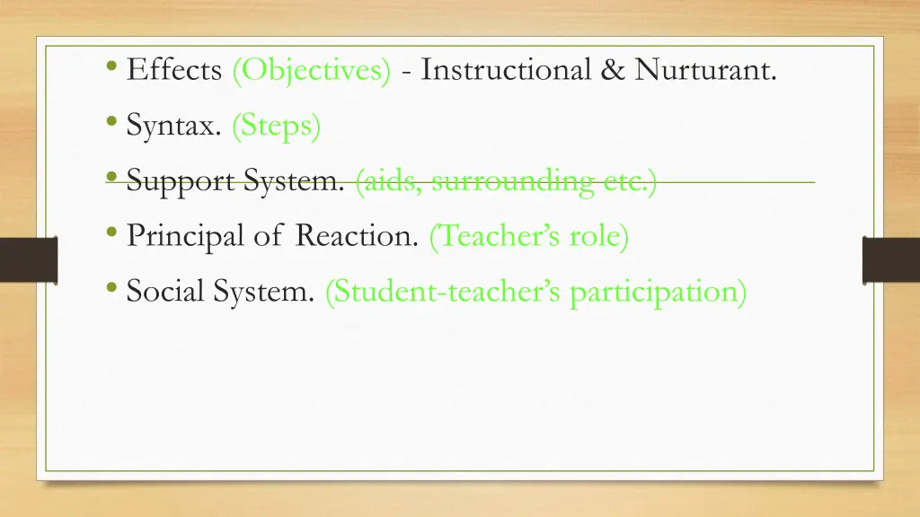 effects objectives instructional nurturant syntax