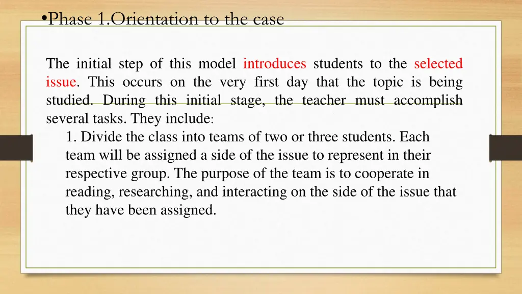 phase 1 orientation to the case 1