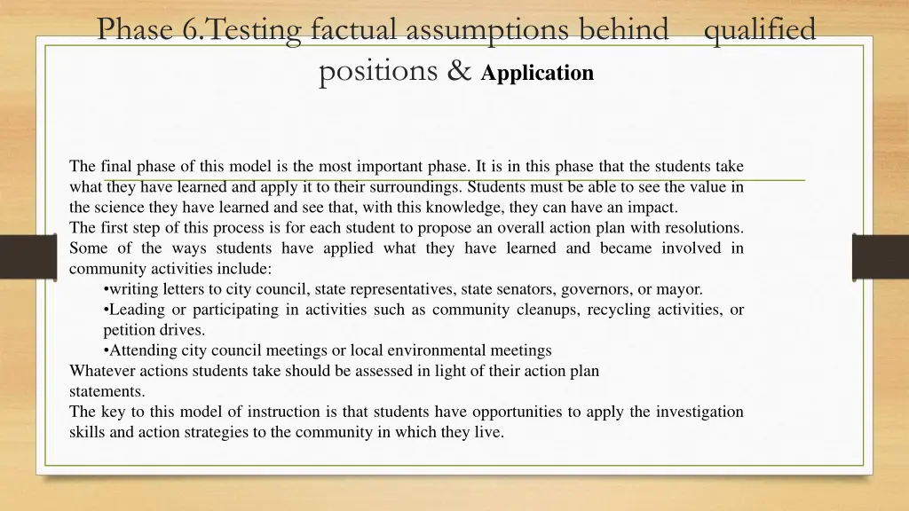 phase 6 testing factual assumptions behind 1