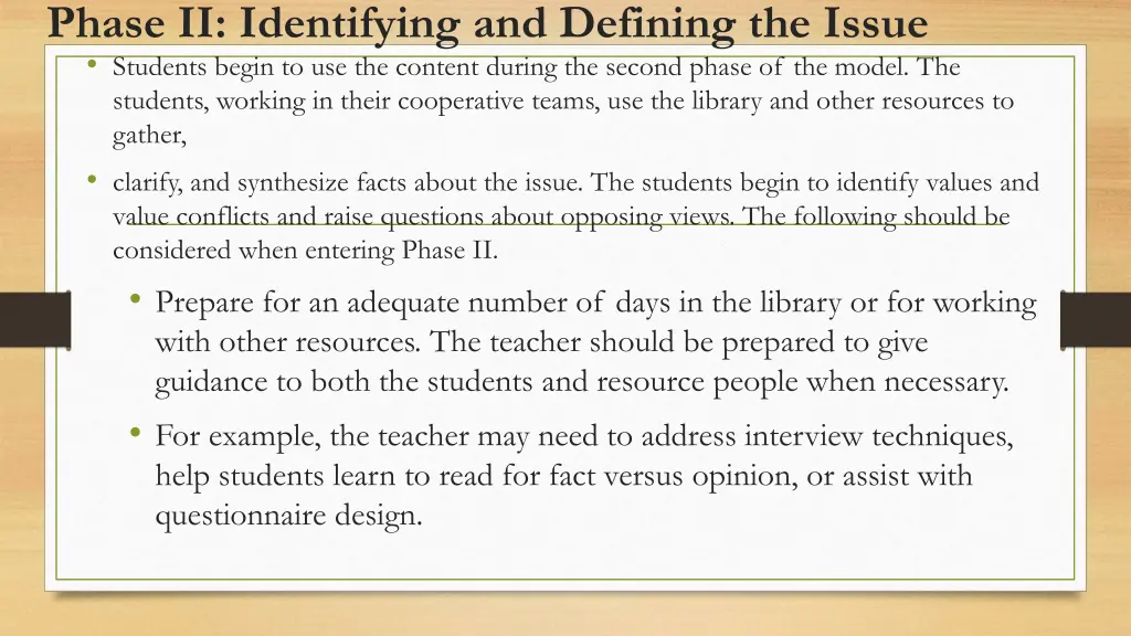 phase ii identifying and defining the issue 1