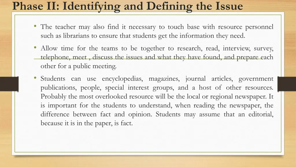 phase ii identifying and defining the issue 2