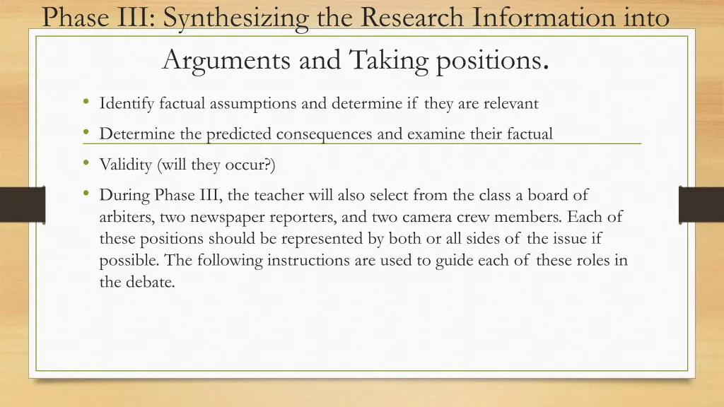 phase iii synthesizing the research information 2