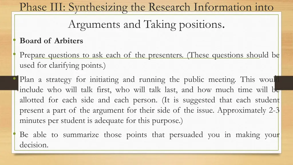 phase iii synthesizing the research information 3