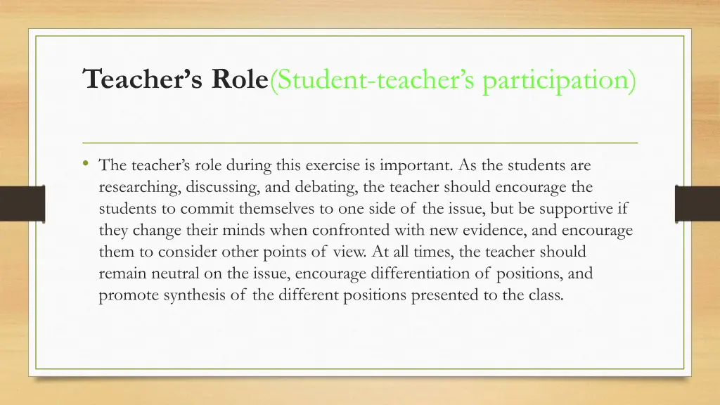 teacher s role student teacher s participation