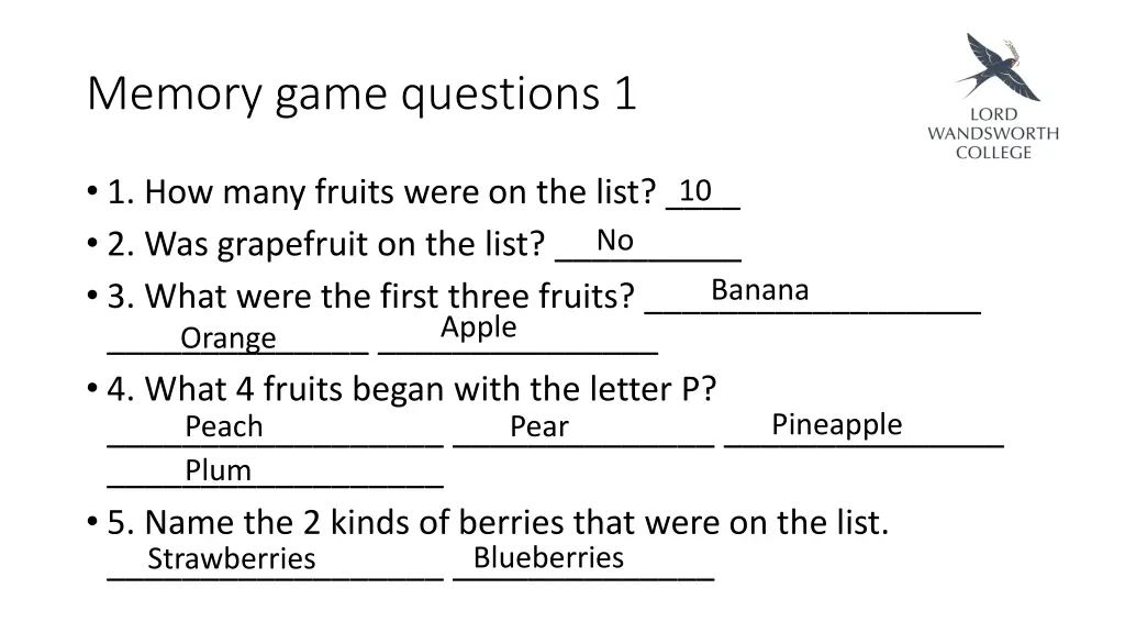 memory game questions 1
