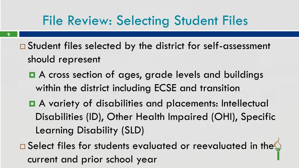 file review selecting student files