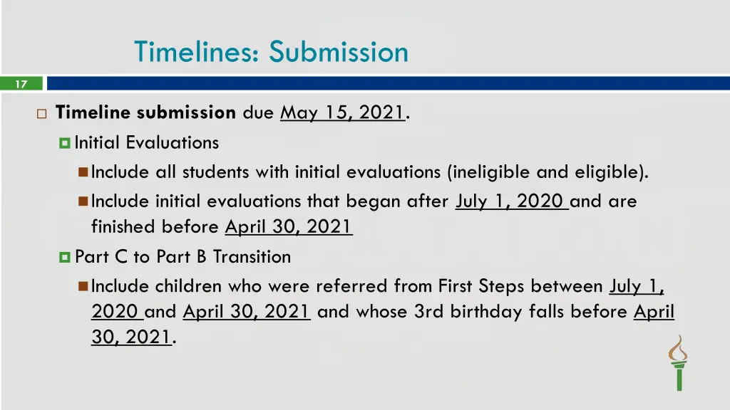 timelines submission