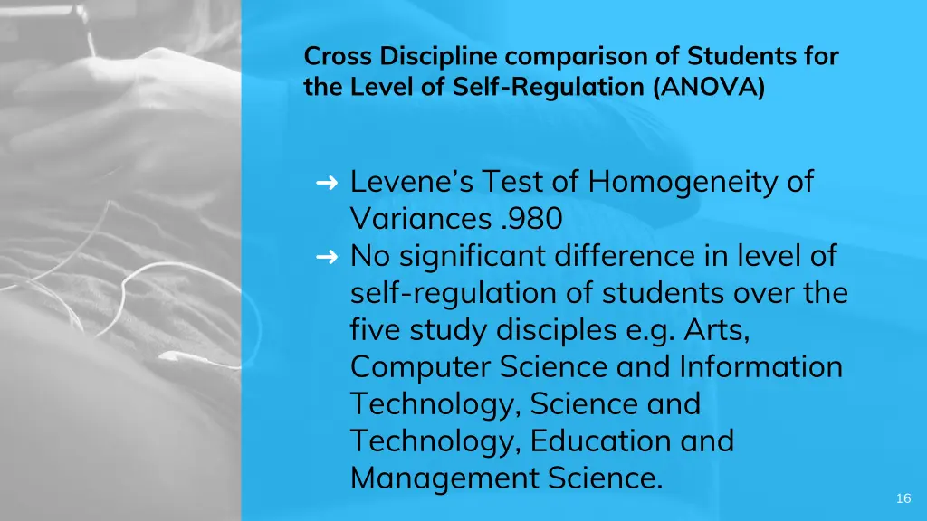 cross discipline comparison of students