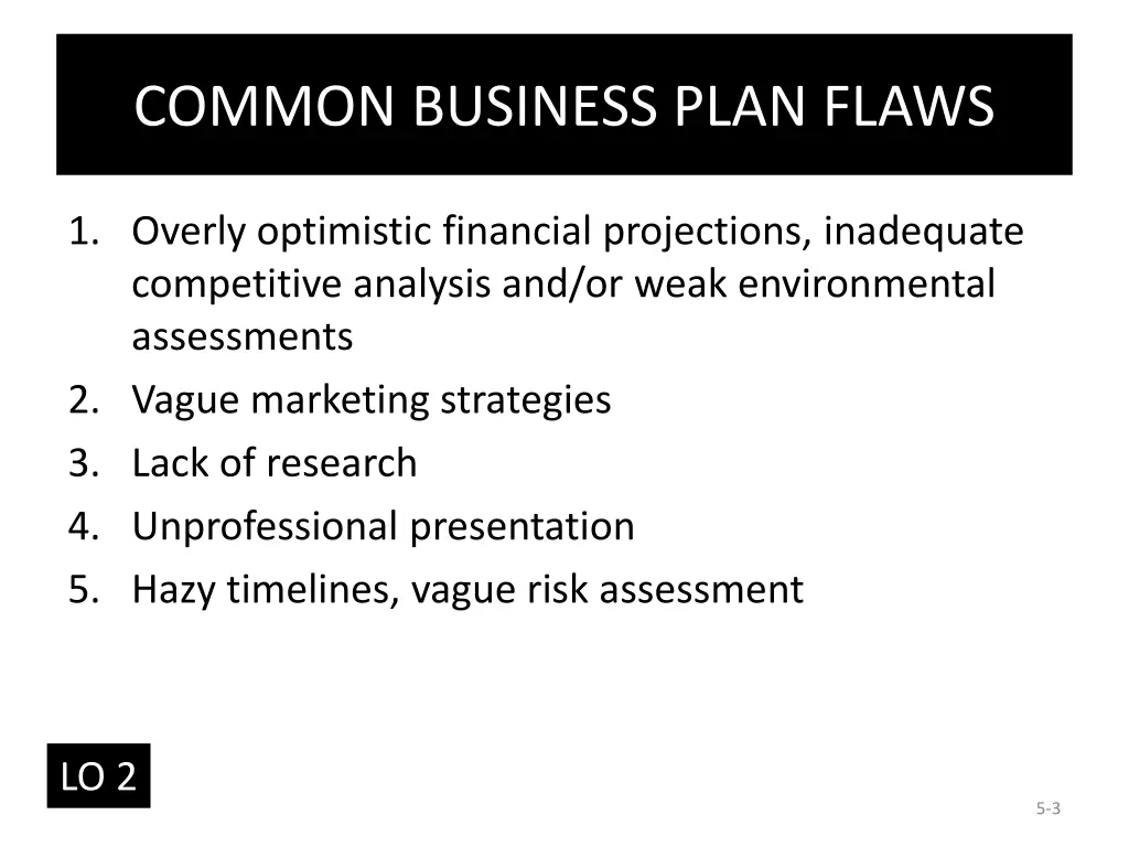 common business plan flaws