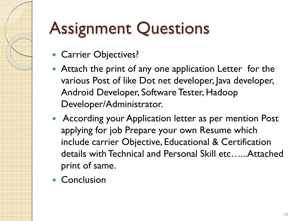 assignment questions 1