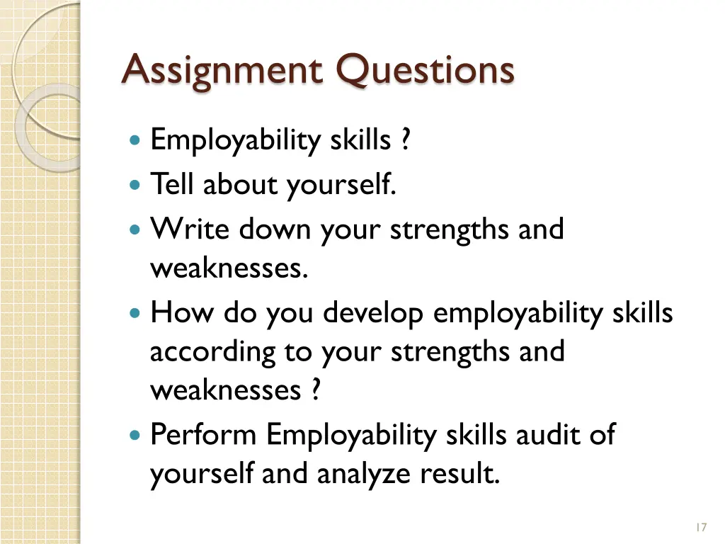assignment questions