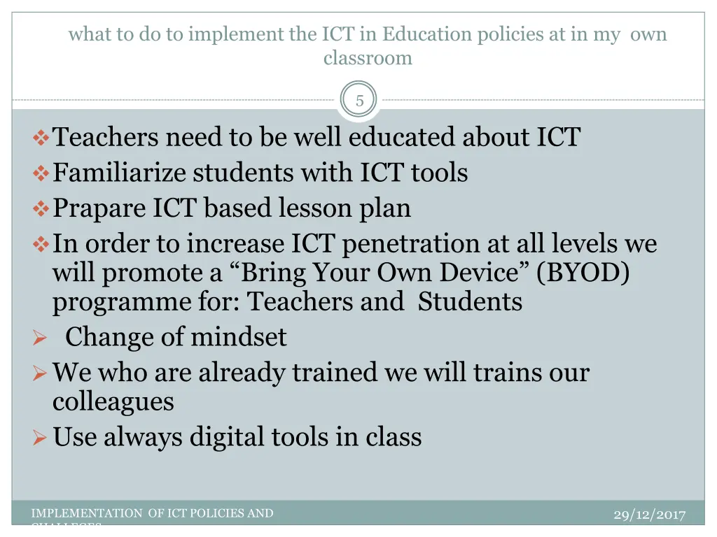 what to do to implement the ict in education 1