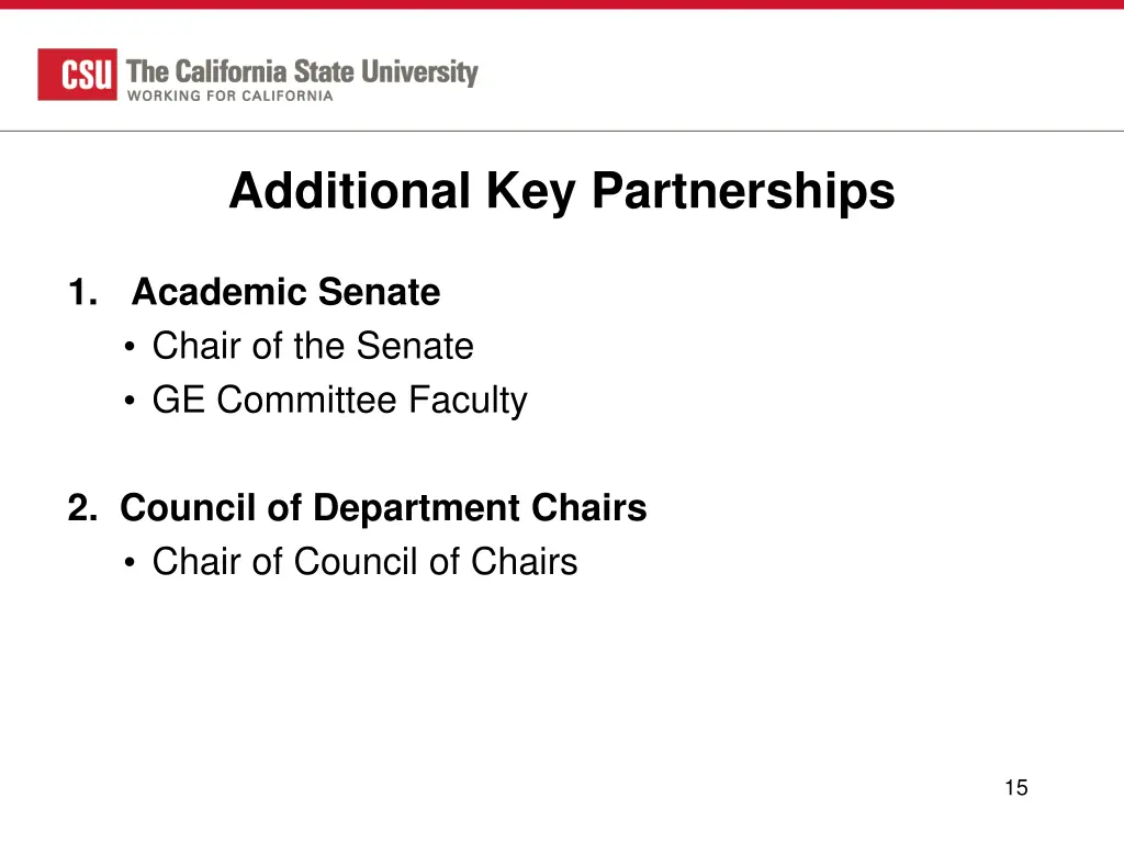 additional key partnerships