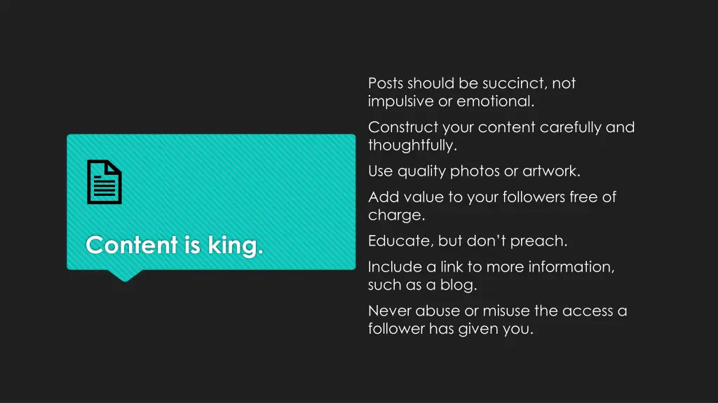 posts should be succinct not impulsive