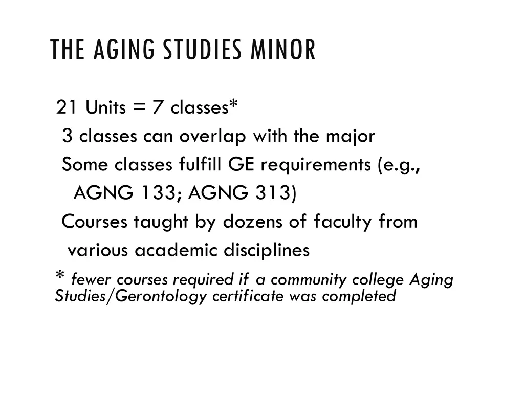 the aging studies minor