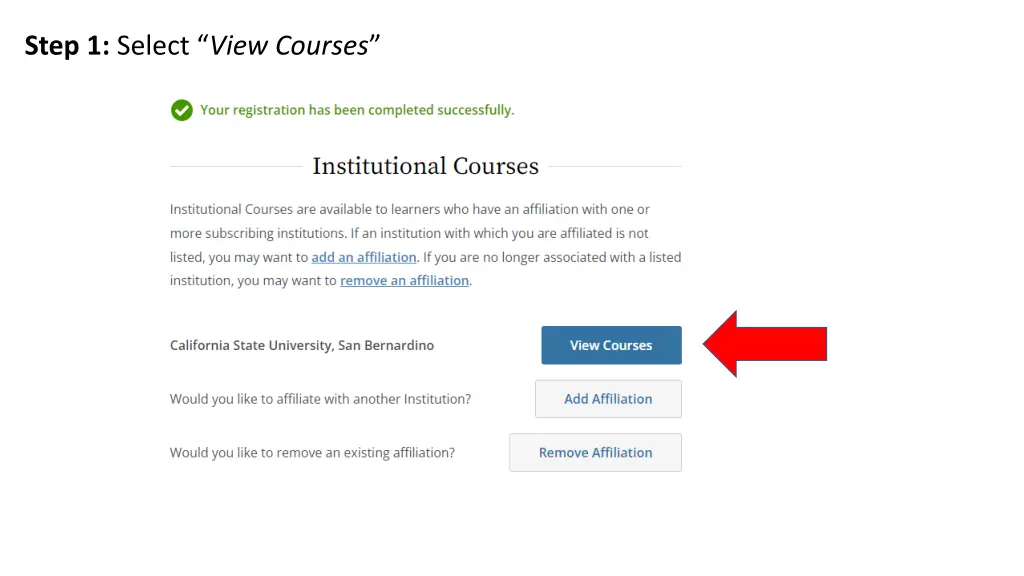 step 1 select view courses