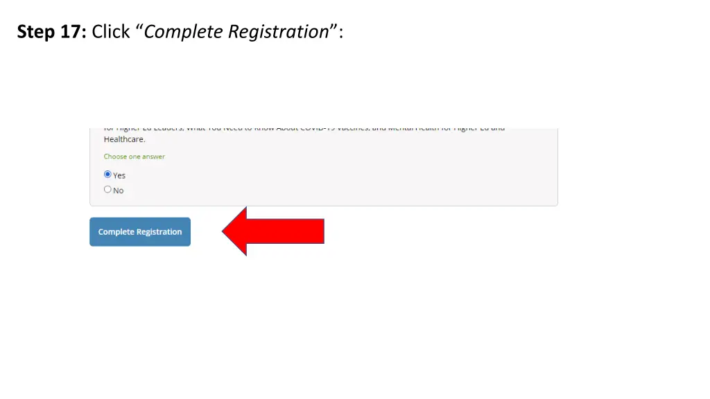 step 17 click complete registration