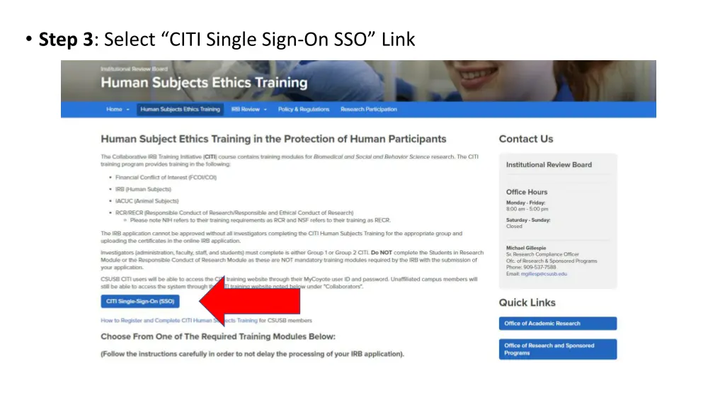 step 3 select citi single sign on sso link