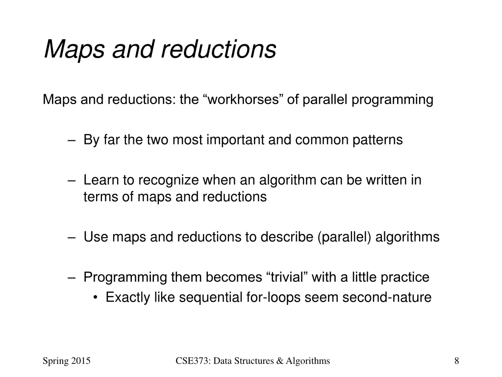 maps and reductions