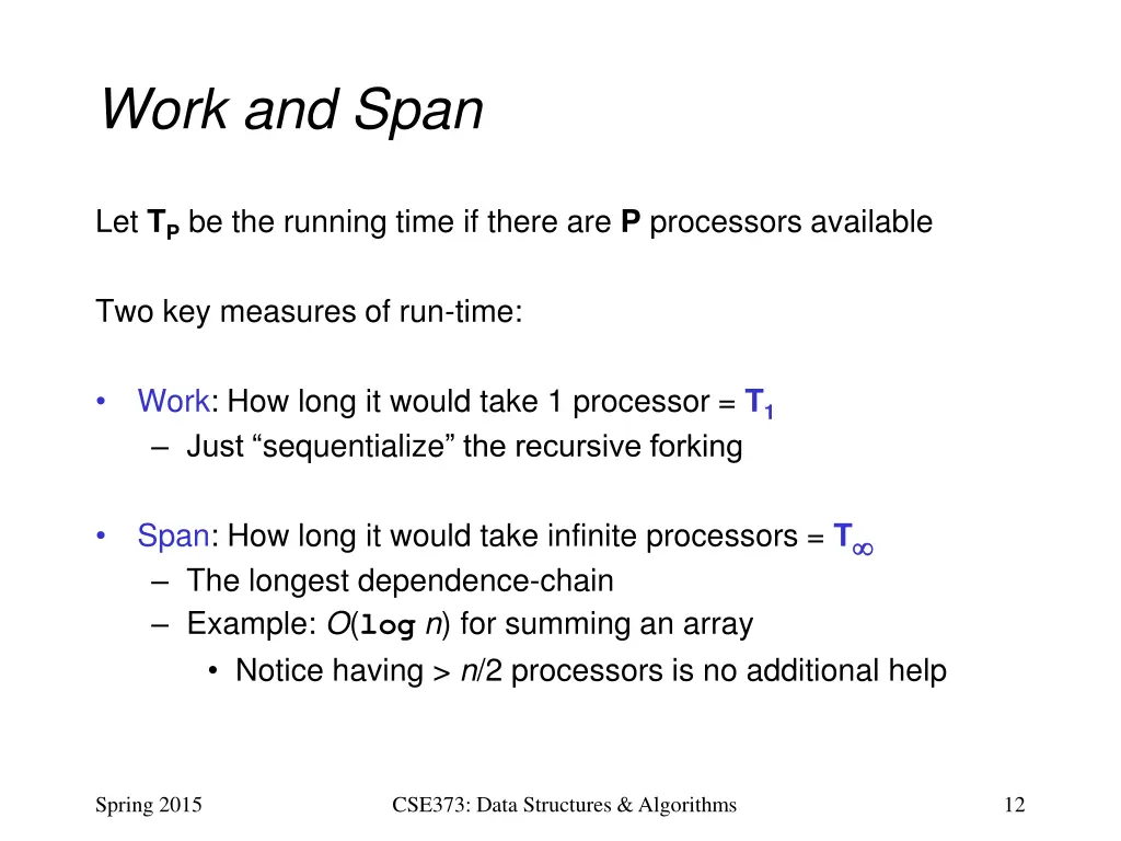 work and span
