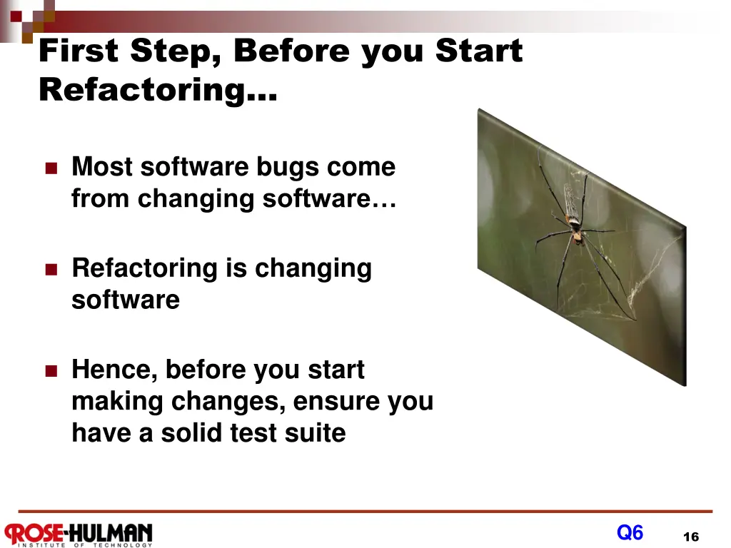 first step before you start refactoring