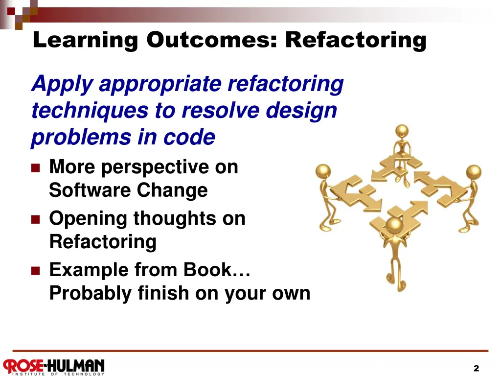 learning outcomes refactoring