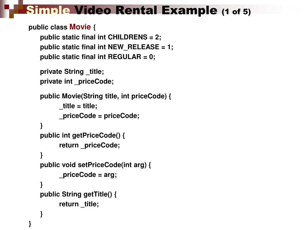 simple video rental example 1 of 5